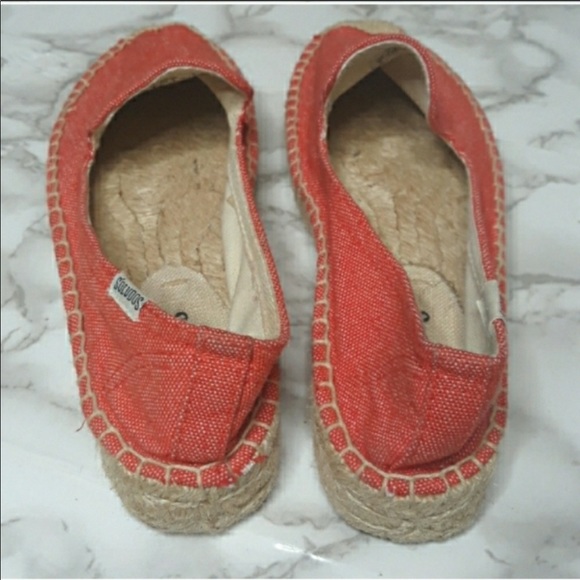 Soludos coral canvas slip on platform espadrilles - Picture 5 of 6
